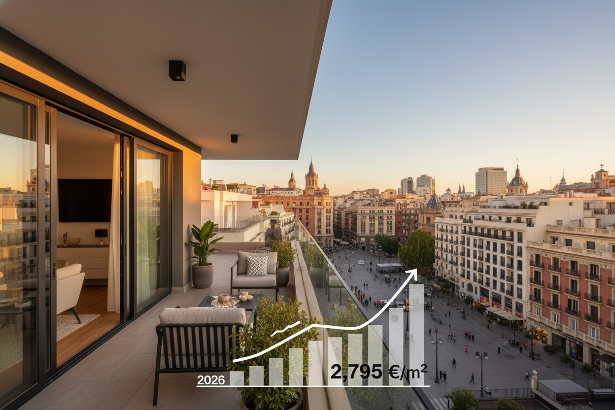 La vivienda en España toca máximos históricos en 2026 con precios en 2.795 €/m², moderando su ritmo de subida