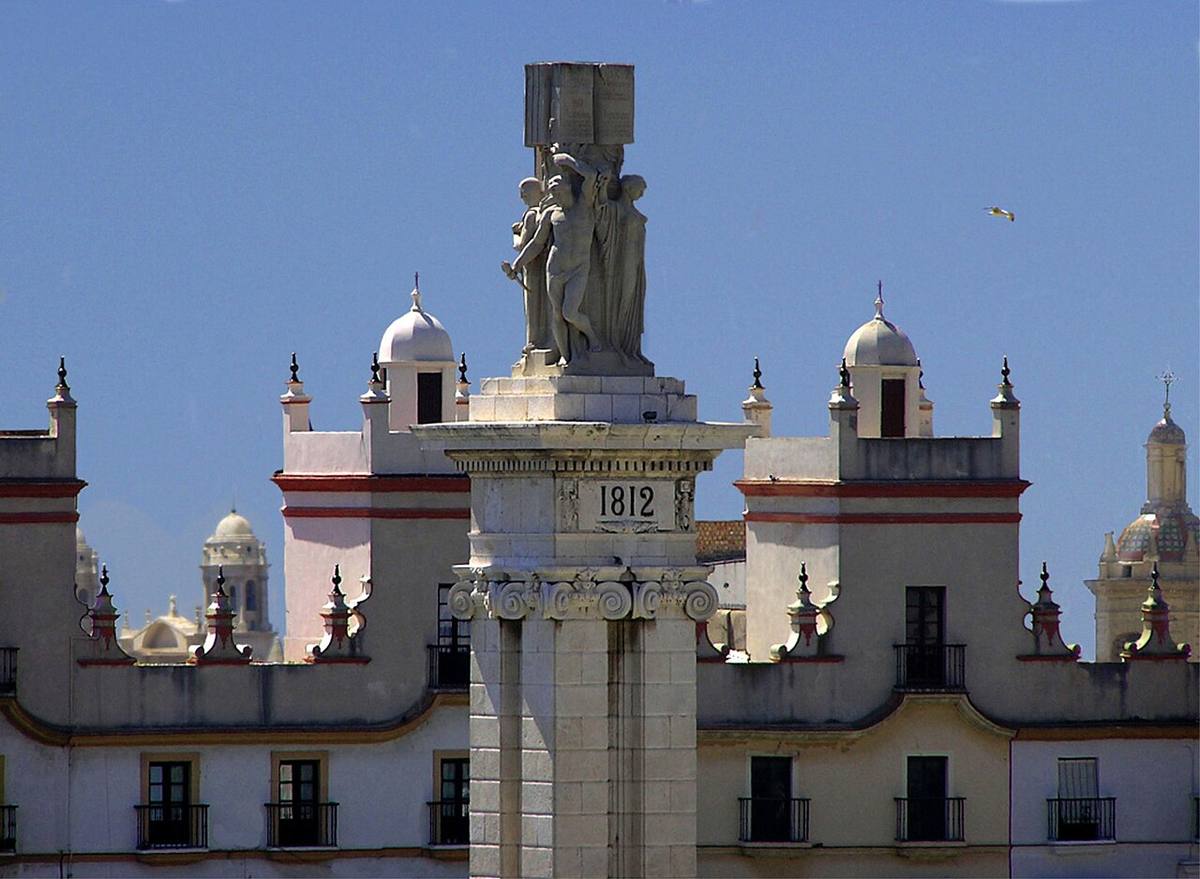 Detalle del Monumento a la Constitución de 1812 en la ciudad de Cádiz.