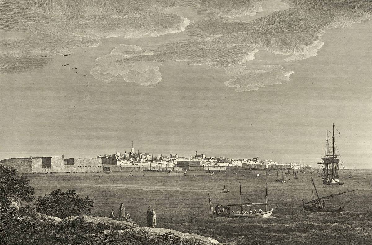 Vista panorámica histórica de la ciudad de Cádiz.