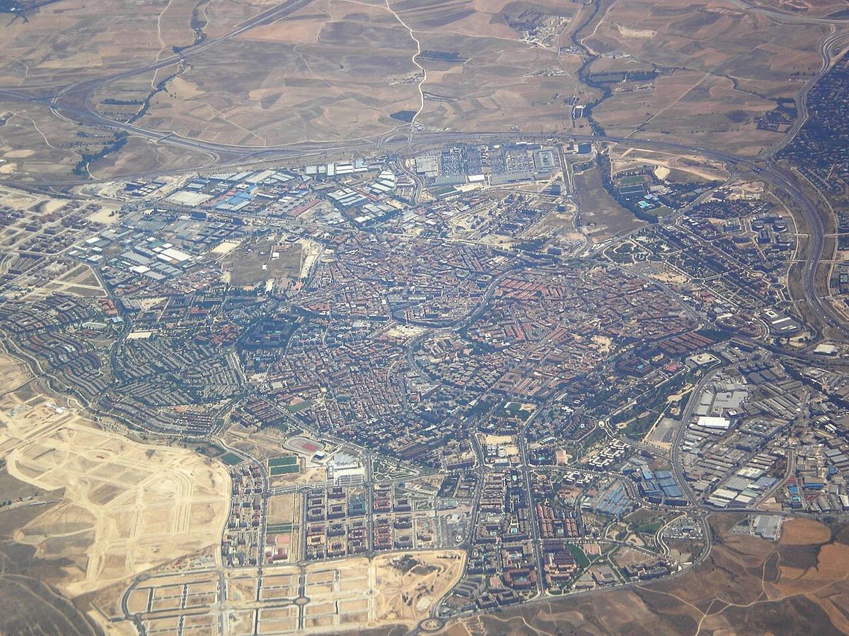 Vista aérea de San Sebastián de los Reyes y Alcobendas en la Comunidad de Madrid.