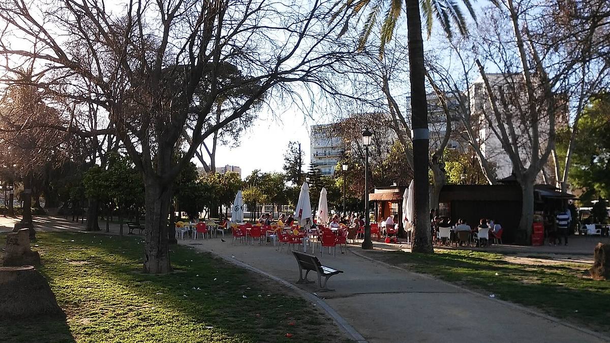Terraza de un establecimiento en el Parque de El Retiro, en Jerez de la Frontera.
