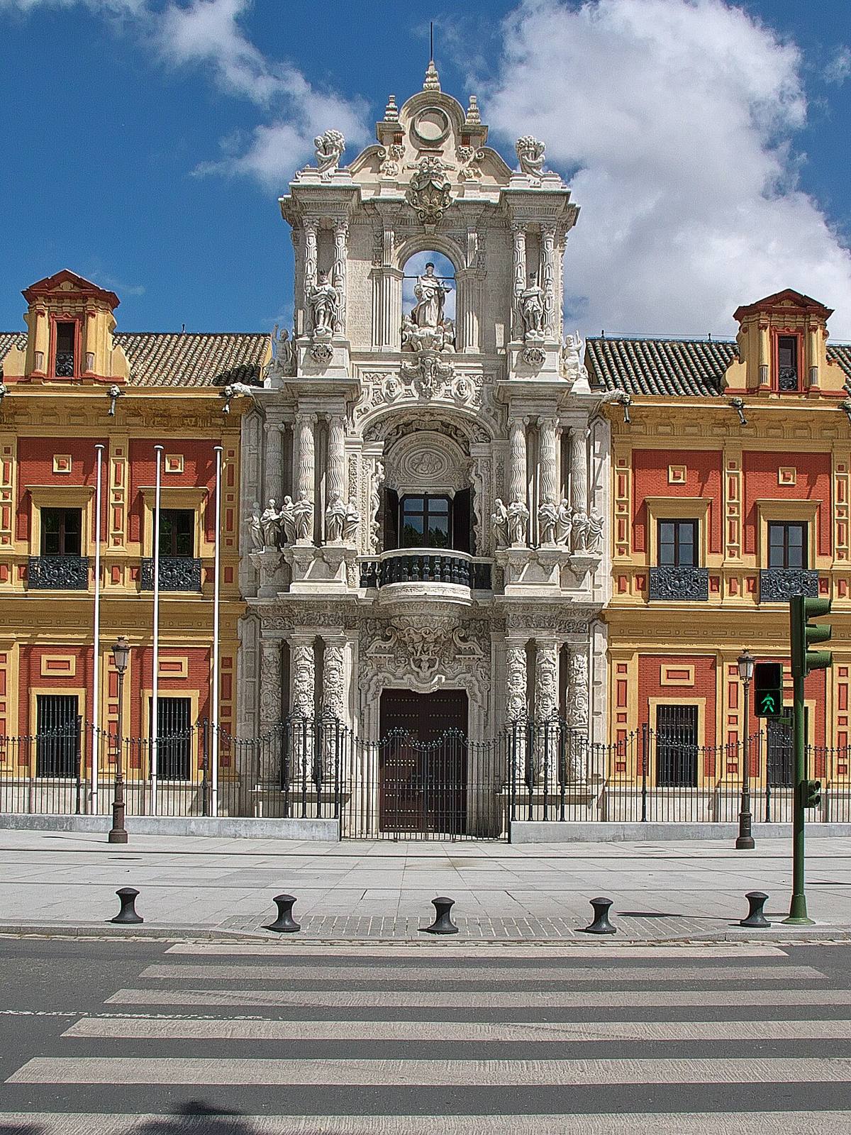 Fachada del Palacio de San Telmo en Sevilla, sede de la Presidencia de la Junta de Andalucía.