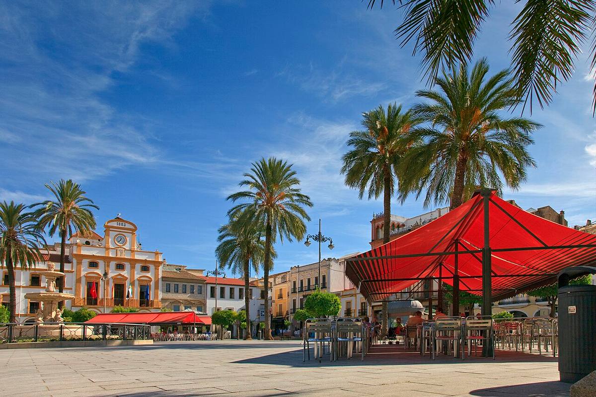 Plaza Mayor de Mérida, en la provincia de Badajoz.