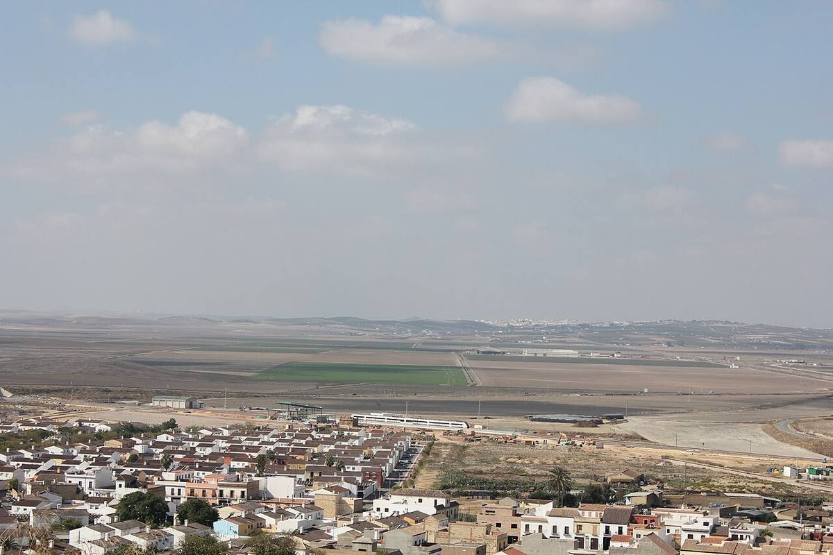 Vista panorámica de Trebujena, en la provincia de Cádiz, desde el castillo de Lebrija.