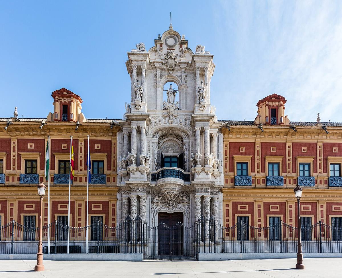Fachada principal del Palacio de San Telmo en Sevilla, sede de la Presidencia de la Junta.